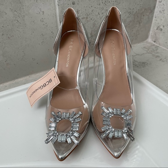 BCBGeneration Clear Rhinestone Ornament Pump Size 8 Women - Picture 5 of 16